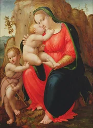 Madone avec enfant et Saint Jean dans un paysage